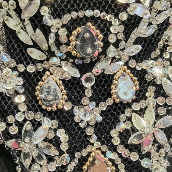 VINTAGE LA PERLA RITMO Black Bodysuit with Jeweled & Beaded Back  Size 42/6 - Picture 4 of 9